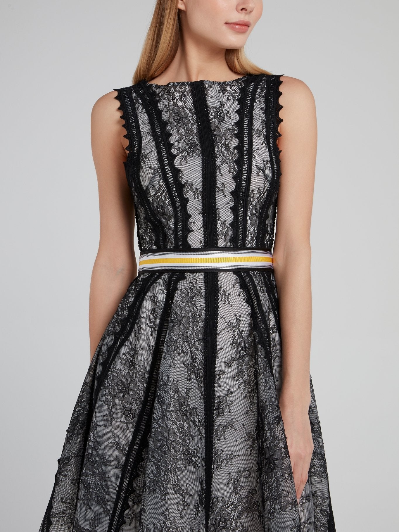 Gemy Black Bateau Lace Midi Dress 40 / Black Gemy Black Bateau Lace Midi Dress 40 / Black