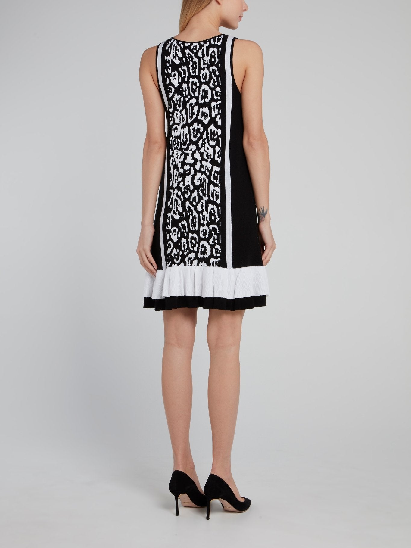 Black and White Leopard Print Mini Dress