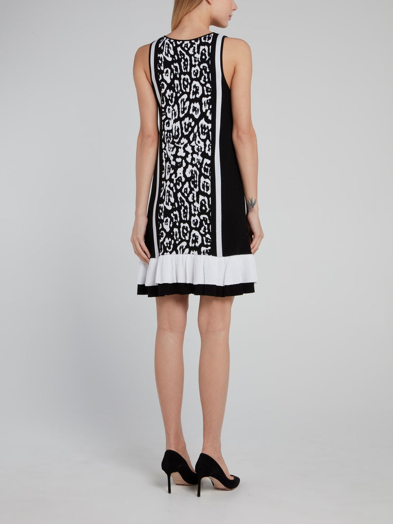 Black and White Leopard Print Mini Dress