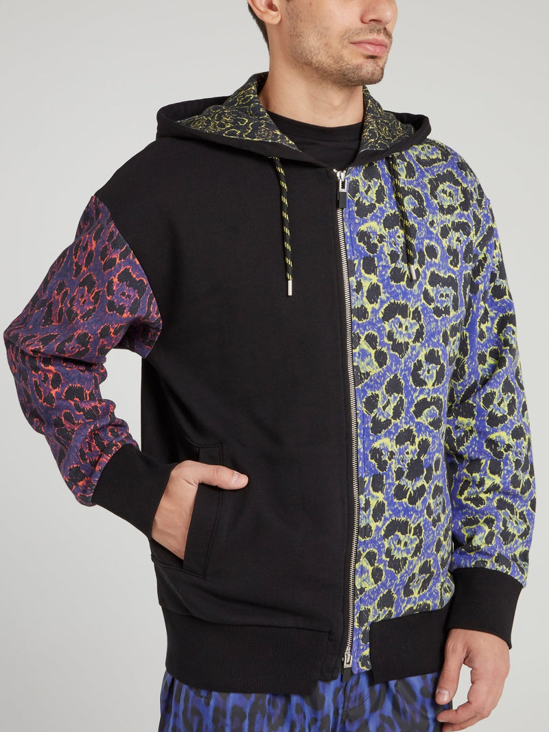 Multicoloured Leopard Print Zip Up Jacket