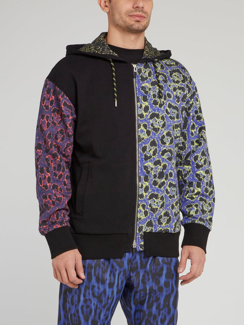 Multicoloured Leopard Print Zip Up Jacket