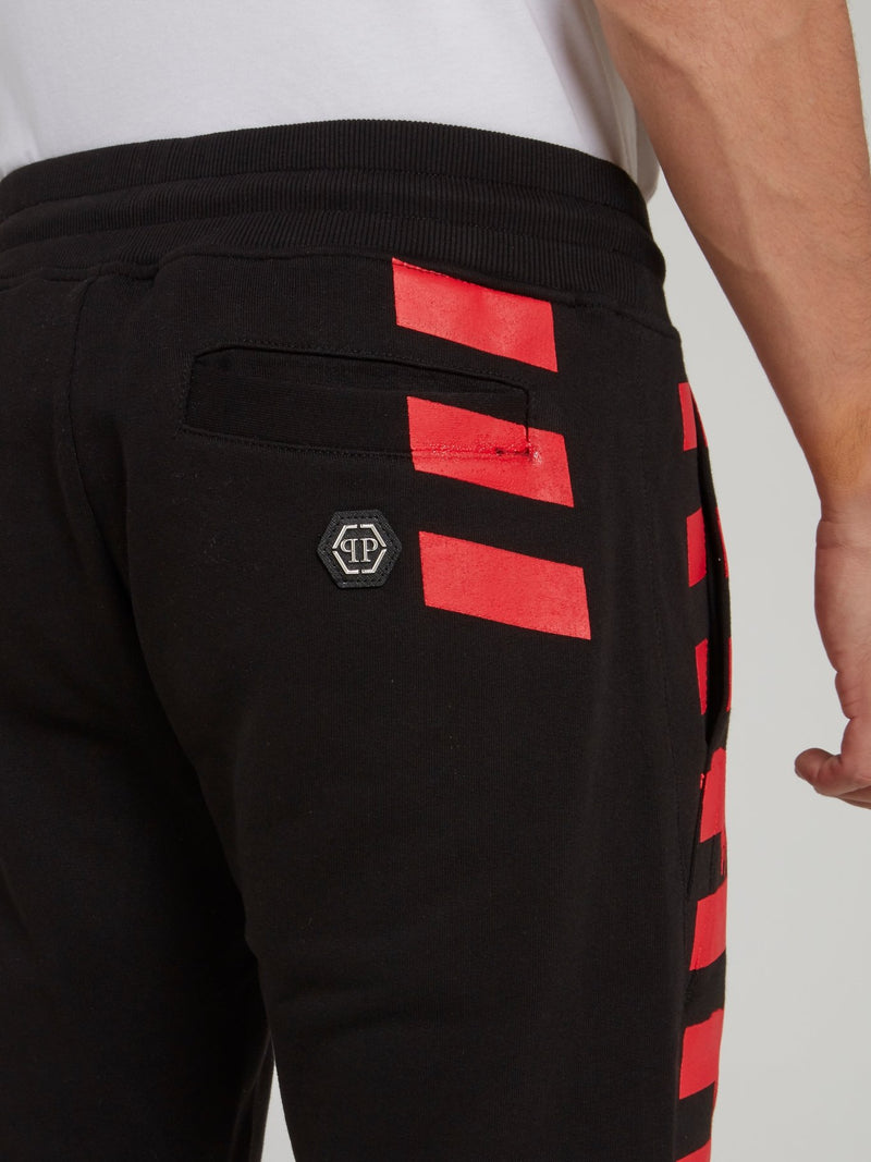Black and Red Drawstring Track Pants