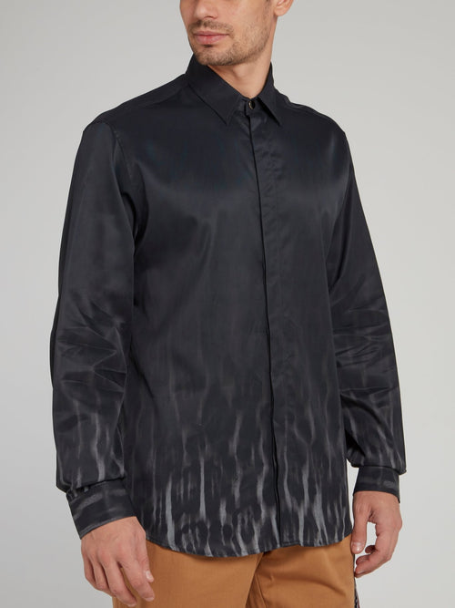 Black Leopard Fade Print Long Sleeve Shirt