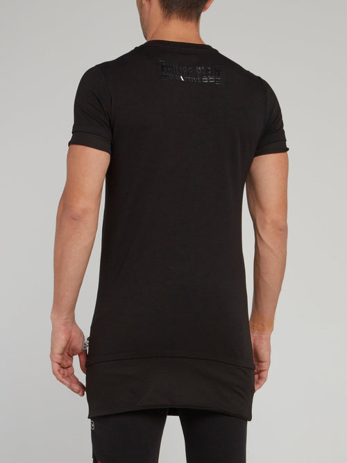 Black Embossed Logo Print Crewneck T-Shirt