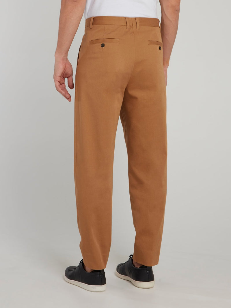 Brown Side Fringe Tapered Pants