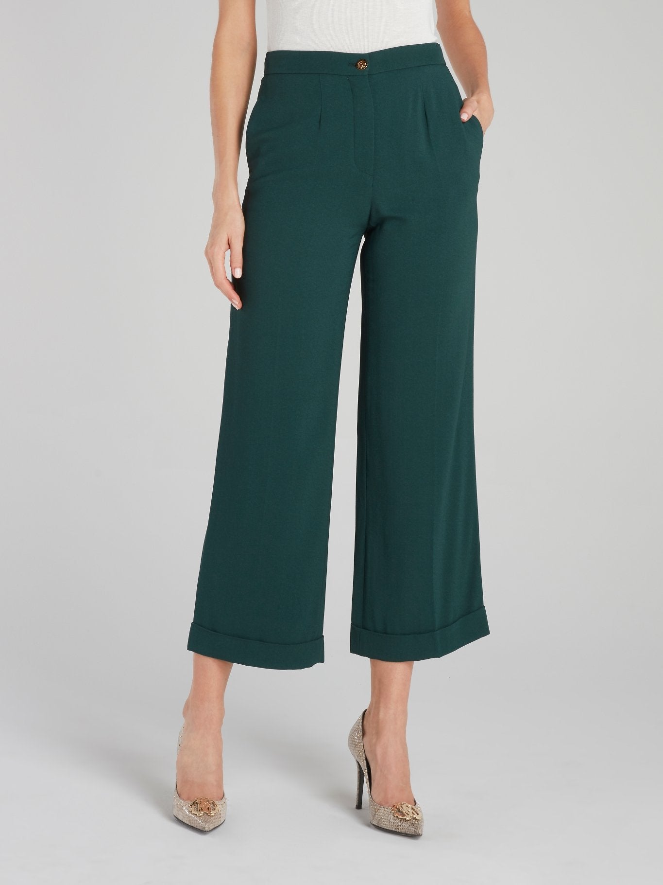 Green Flared Culottes
