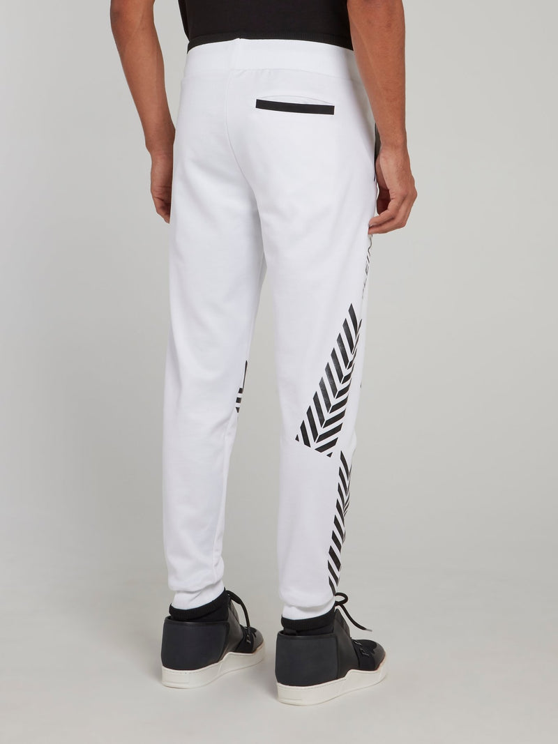 White Geometric Jogging Trousers