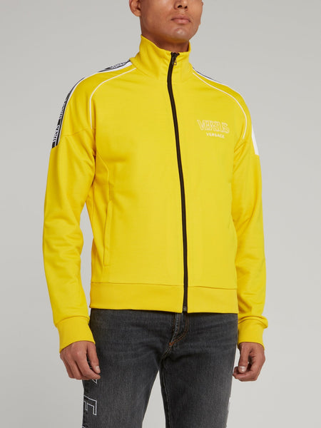 Yellow High Neck Zip Up Logo Sweatshirt – Maison-B-More Global Store