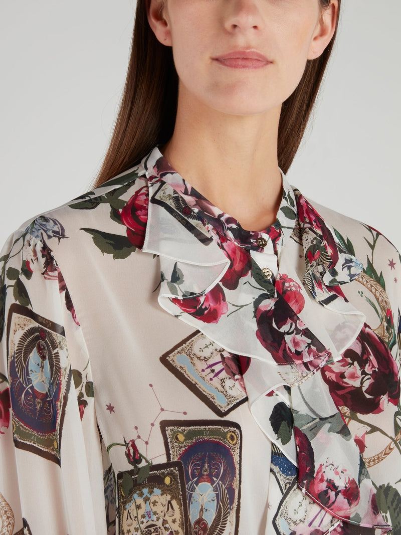 Floral Print Ruffle Shirt