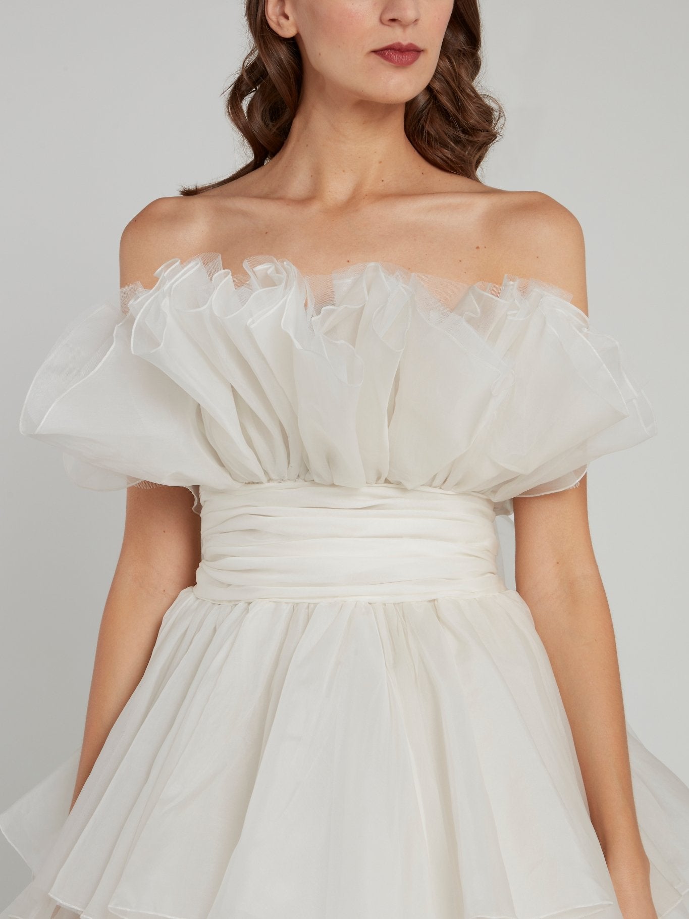Antonio Riva White Tiered Ruffle Empire Bridal Gown Antonio Riva White Tiered Ruffle Empire Bridal Gown