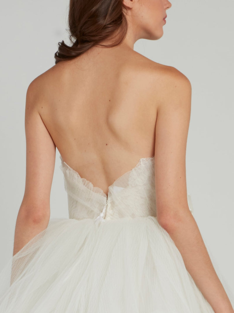 Bow Tie Tiered Tulle Bridal Dress