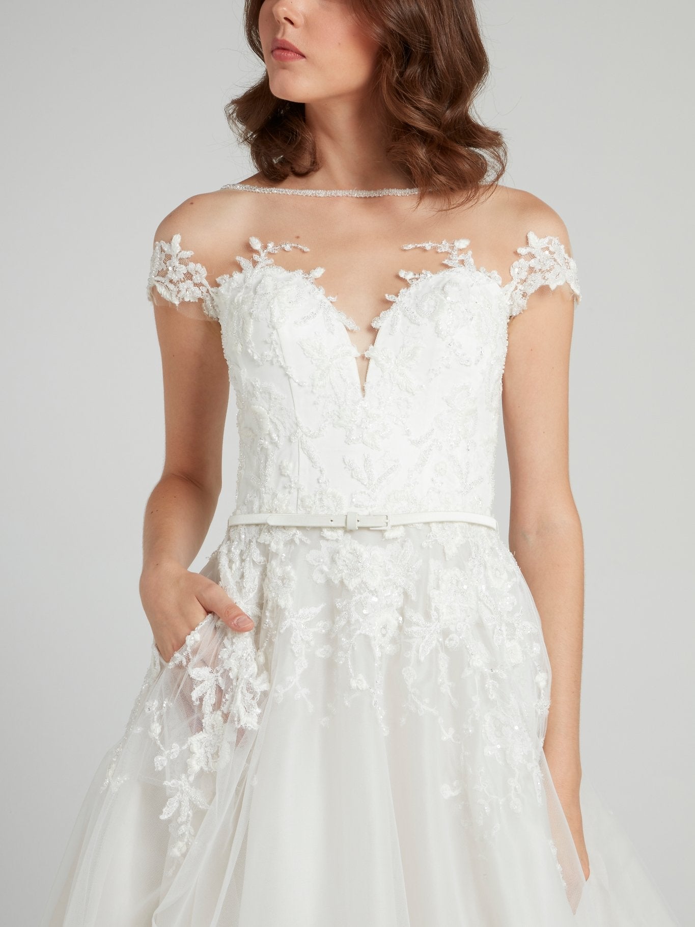 Alessandro Angelozzi Couture Illusion Neckline Empire Waist Bridal Gown Alessandro Angelozzi Couture Illusion Neckline Empire Waist Bridal Gown