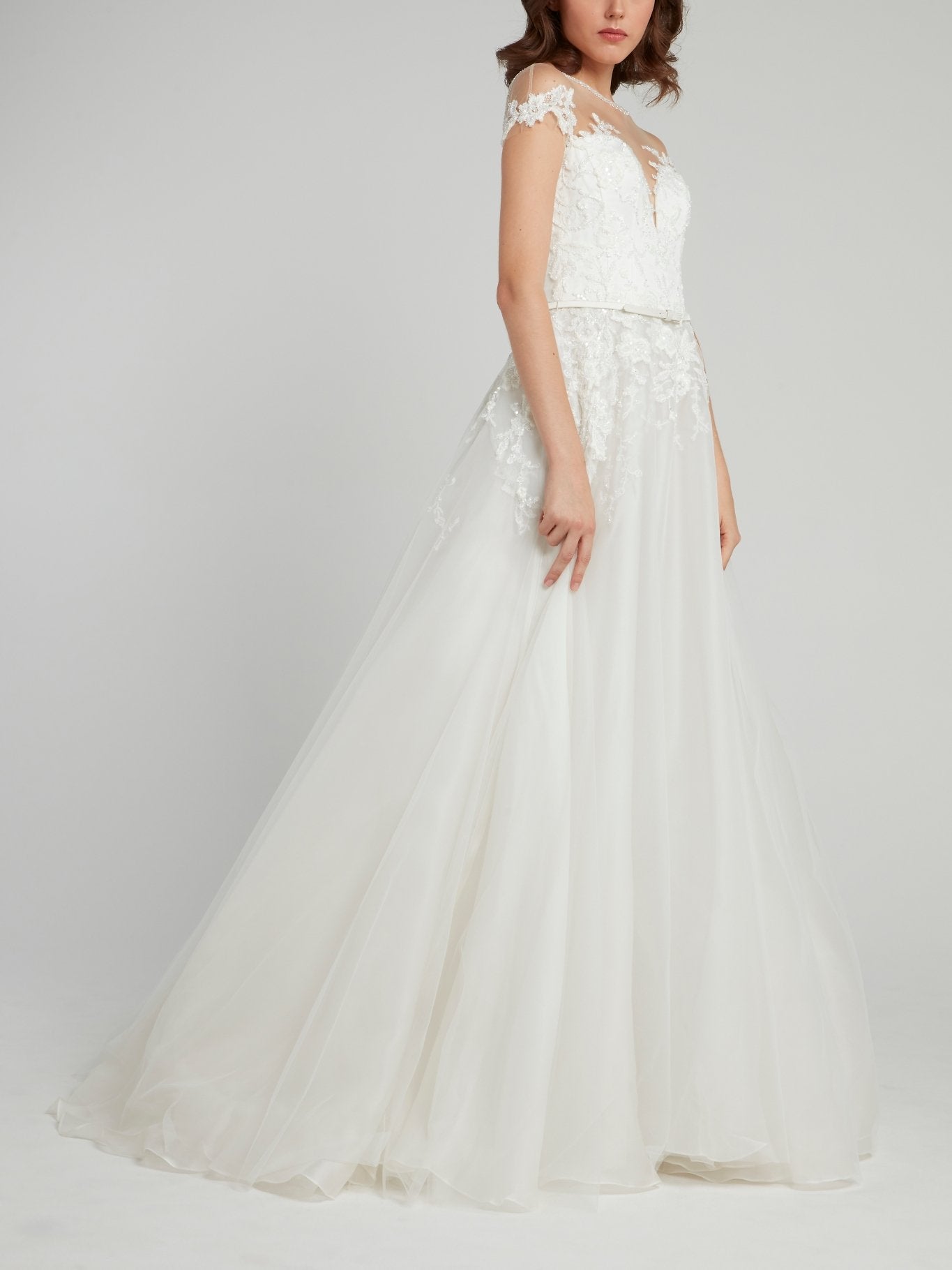 Alessandro Angelozzi Couture Illusion Neckline Empire Waist Bridal Gown Alessandro Angelozzi Couture Illusion Neckline Empire Waist Bridal Gown