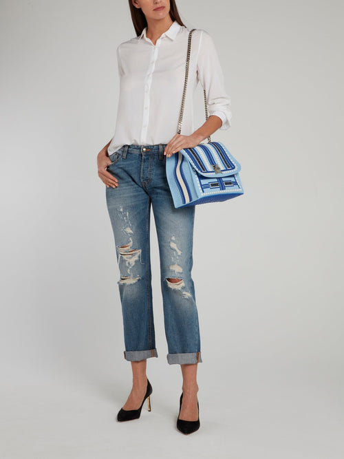 Blue Kassandra Studs Shoulder Bag