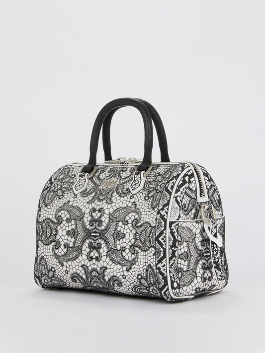 Medium Bauletto Lace Top Handle Bag