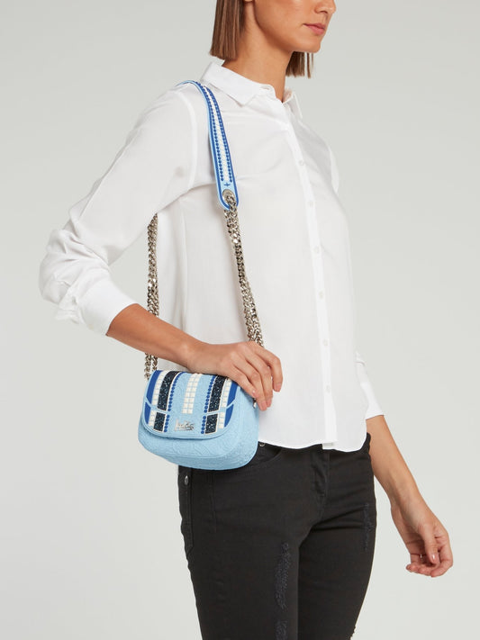 Blue Mini Dafne Studs Shoulder Bag