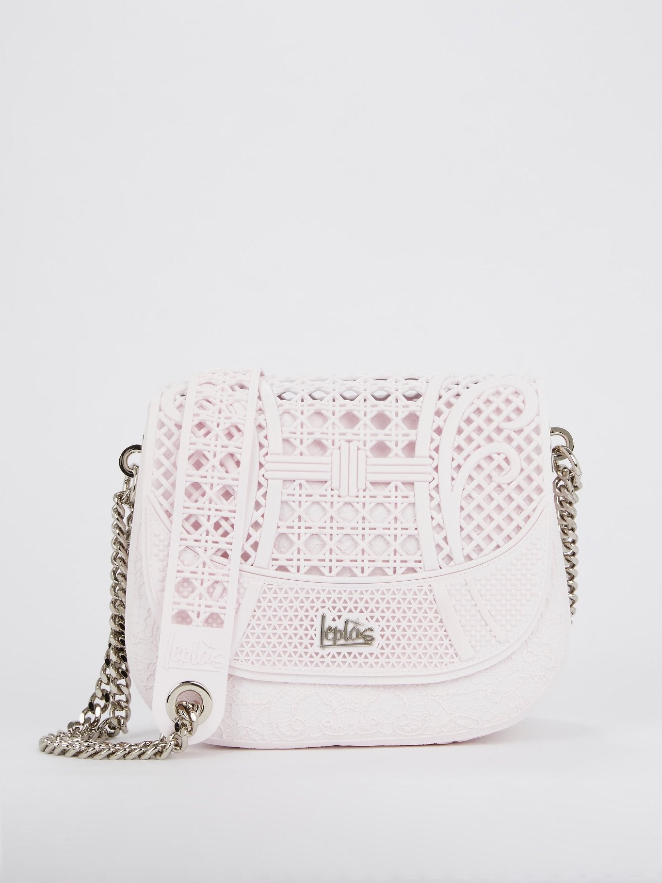 Светло-розовая большая сумка на плечо с плетением Dafne