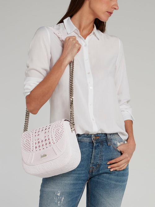Светло-розовая большая сумка на плечо с плетением Dafne