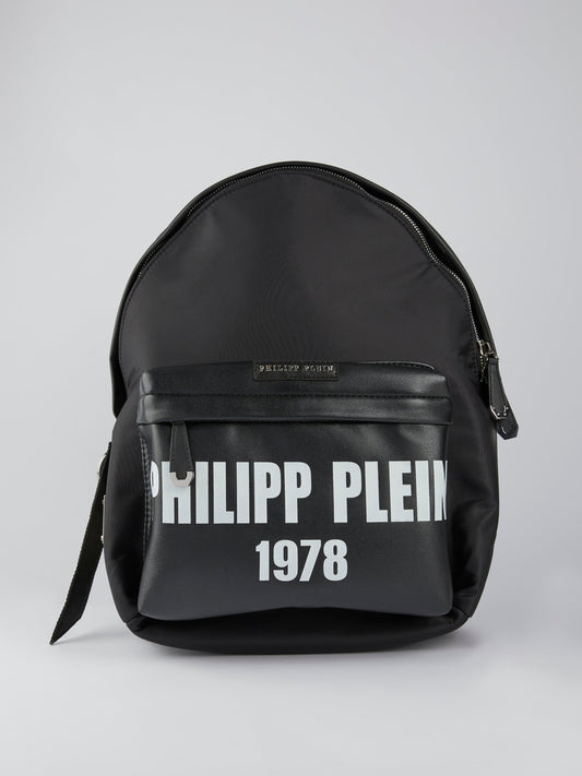 PP1978 Black Logo Leather Backpack