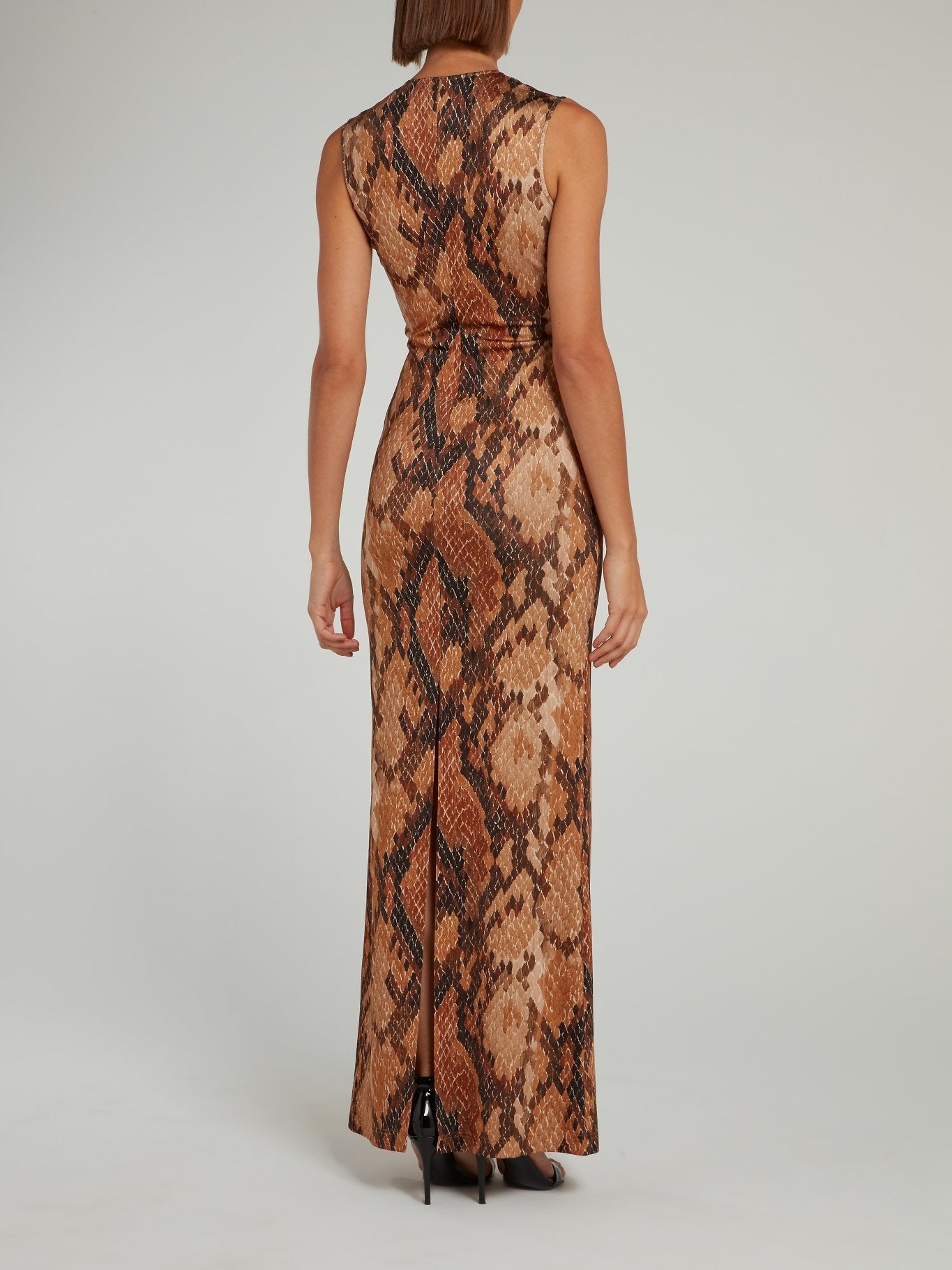 Brown Snake Effect Empire Waist Maxi Dress Maison-B-More Global Store Brown Snake Effect Empire Waist Maxi Dress Maison-B-More Global Store