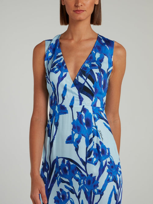 Blue Floral Print Empire Waist Maxi Dress Maison-B-More Global Store Blue Floral Print Empire Waist Maxi Dress Maison-B-More Global Store