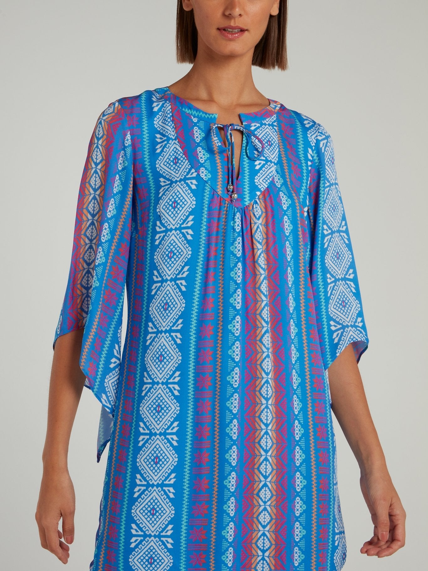 Alice And Trixie Blue Jacquard Print Half Sleeve Shift Dress L / Blue Alice And Trixie Blue Jacquard Print Half Sleeve Shift Dress L / Blue