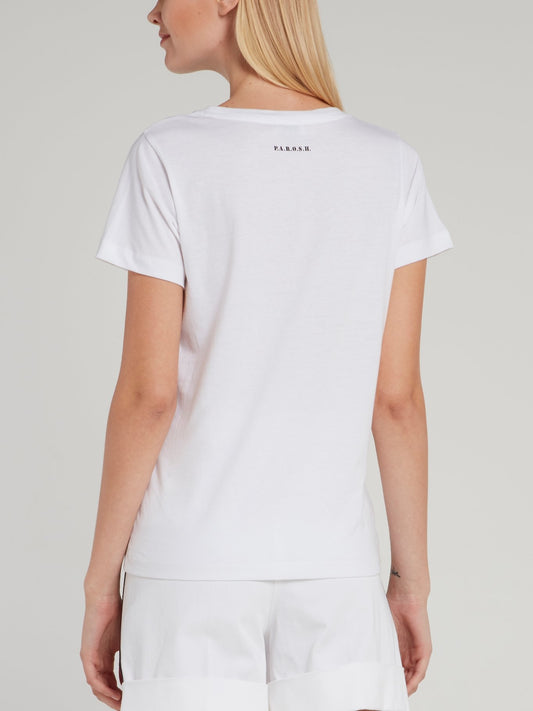 Logo Sequin Embellished Cotton T-Shirt
