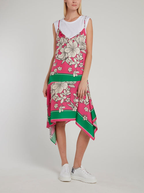 Floral Trapeze Camisole Silk Dress