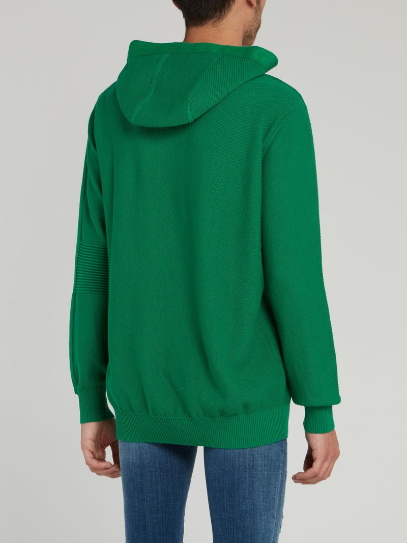 Green Drawstring Hooded Sweater