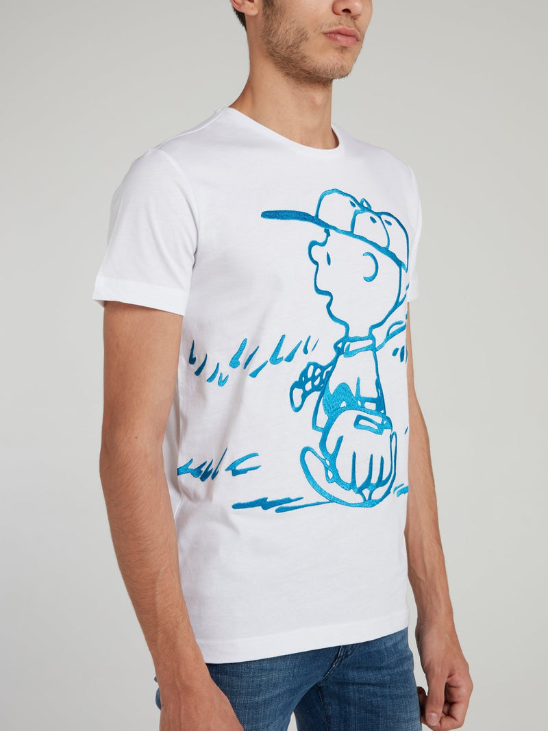 Белая хлопковая футболка с рисунком Charlie Brown