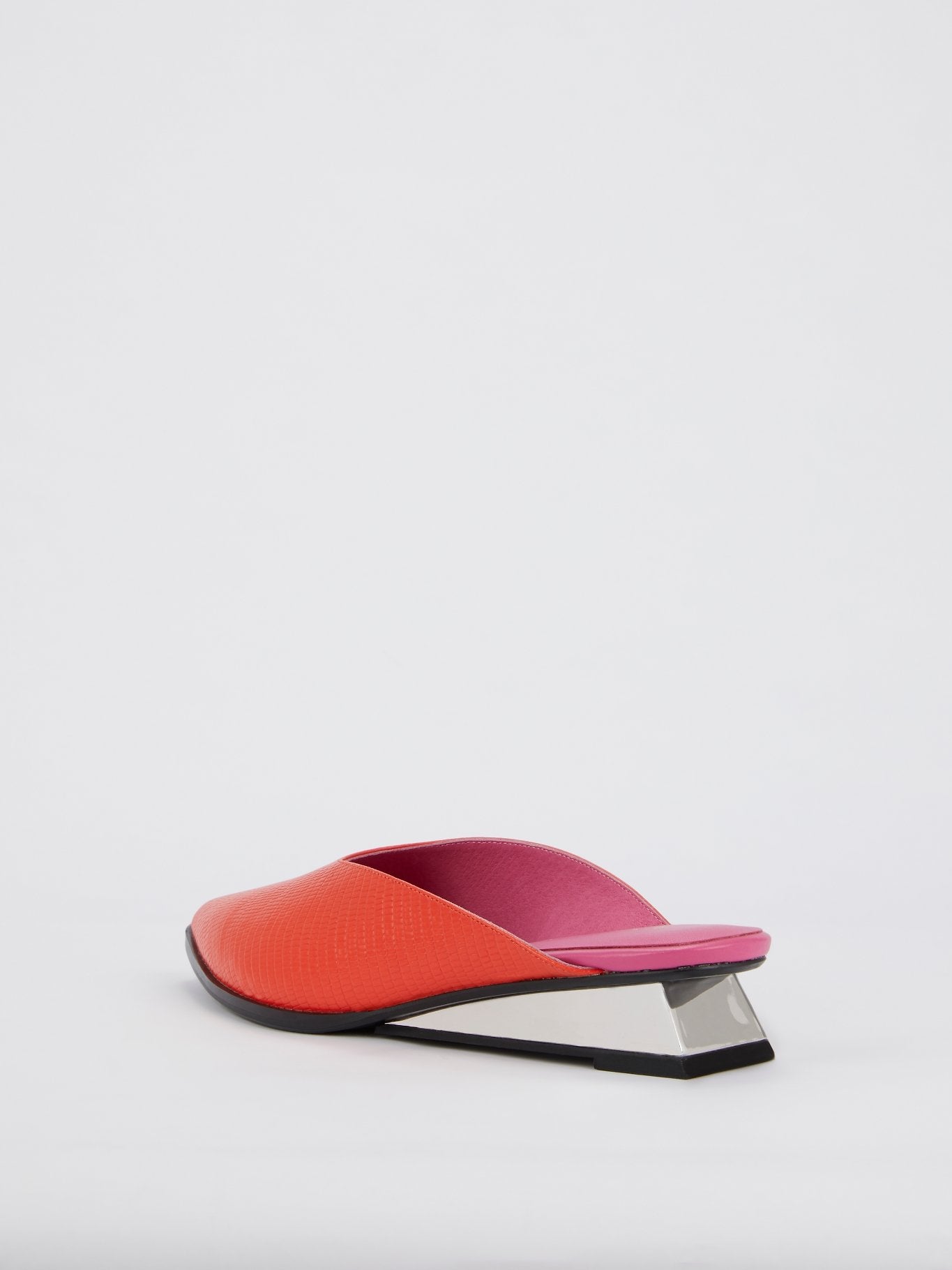 Two-Tone Lo-Lizard Embossed Leather Mules