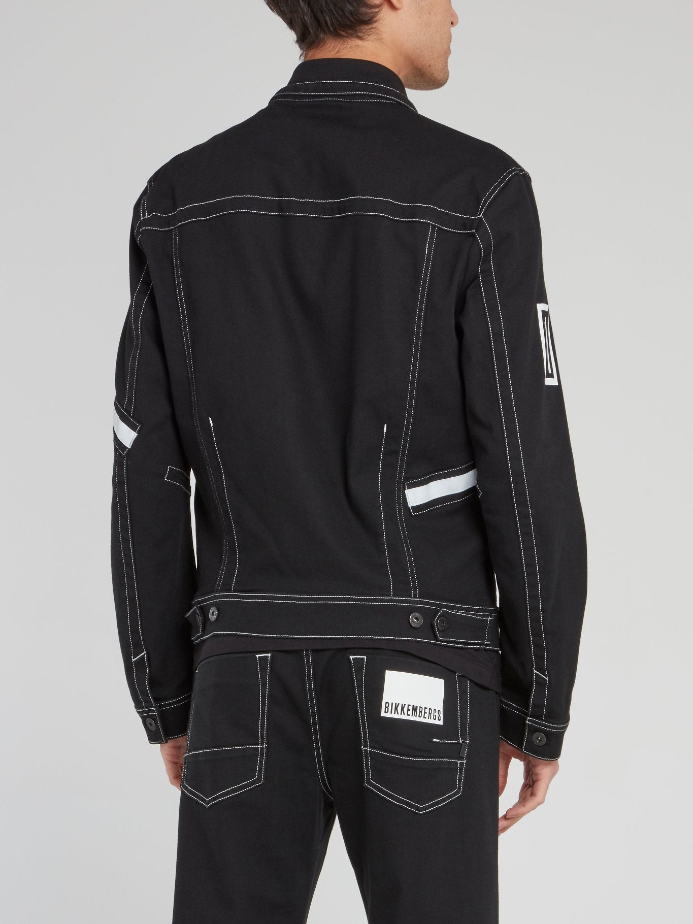 Black Drawstring Collared Jacket