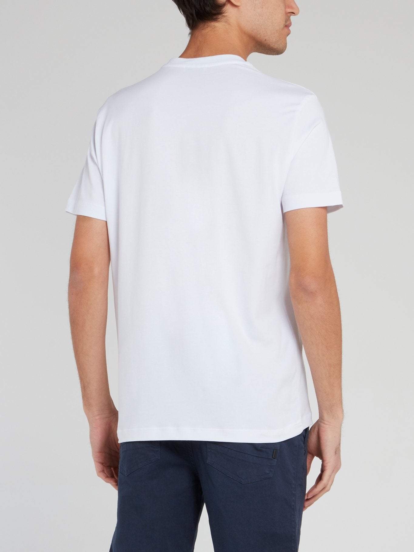 White Logo Print Cotton T-Shirt
