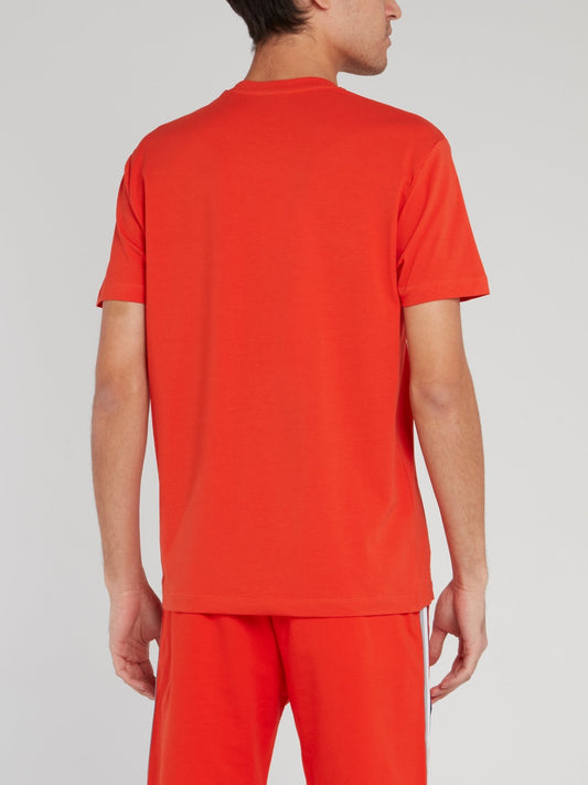 Оранжевая хлопковая футболка с логотипом