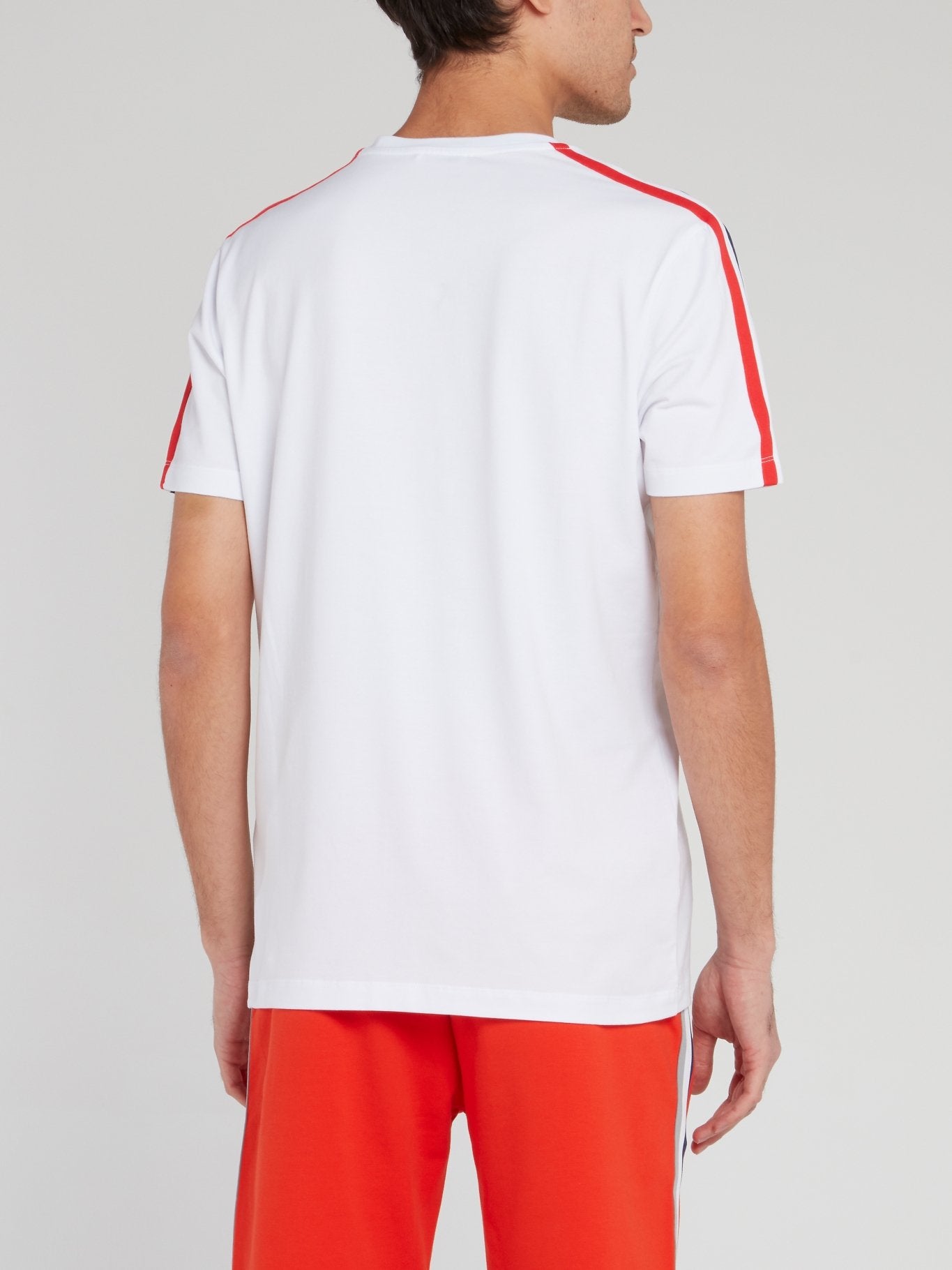 White Shoulder Stripe Cotton T-Shirt