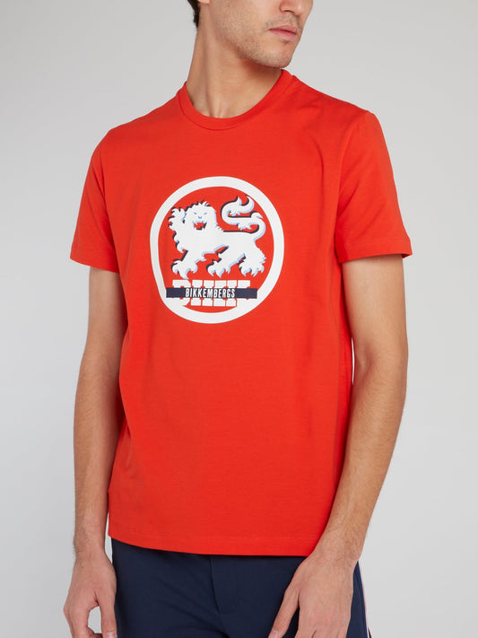 Orange Logo Round Neck T-Shirt