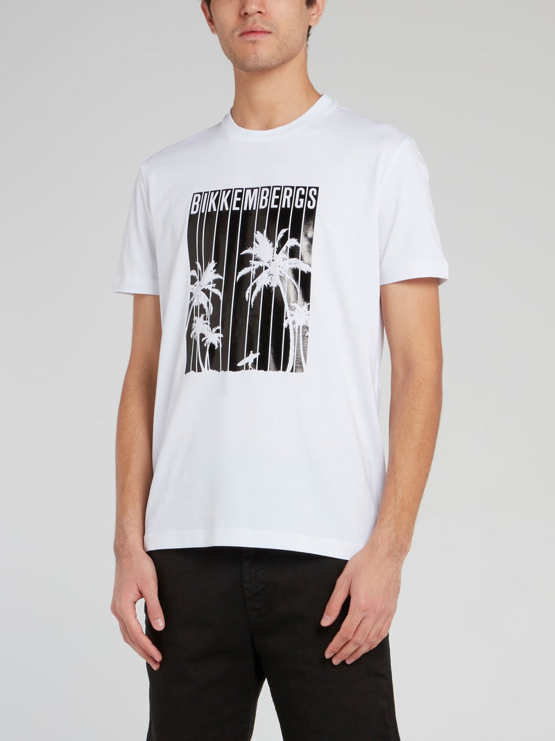 White Palm Print Logo T-Shirt