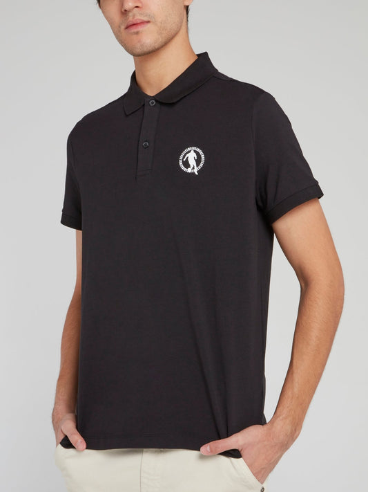 Черная хлопковая рубашка поло с логотипом