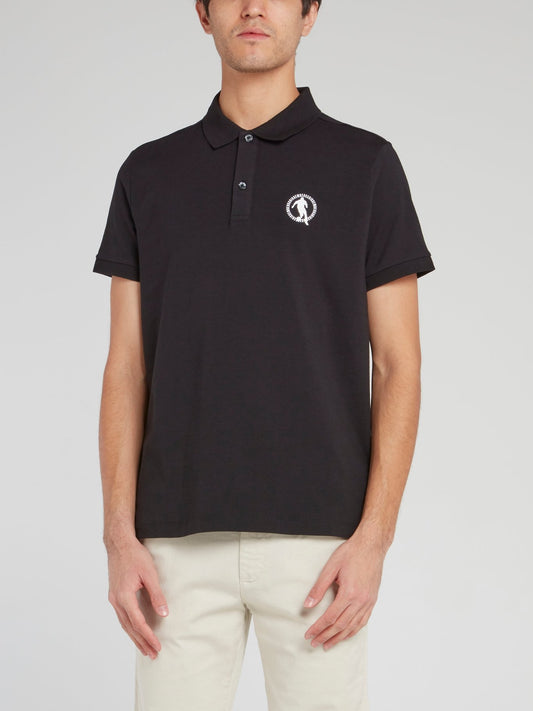 Черная хлопковая рубашка поло с логотипом