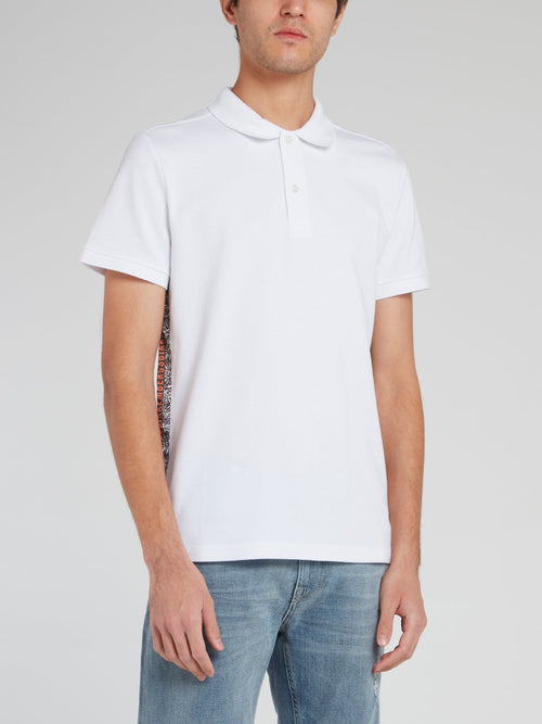 White Side Stripe Logo Polo Shirt