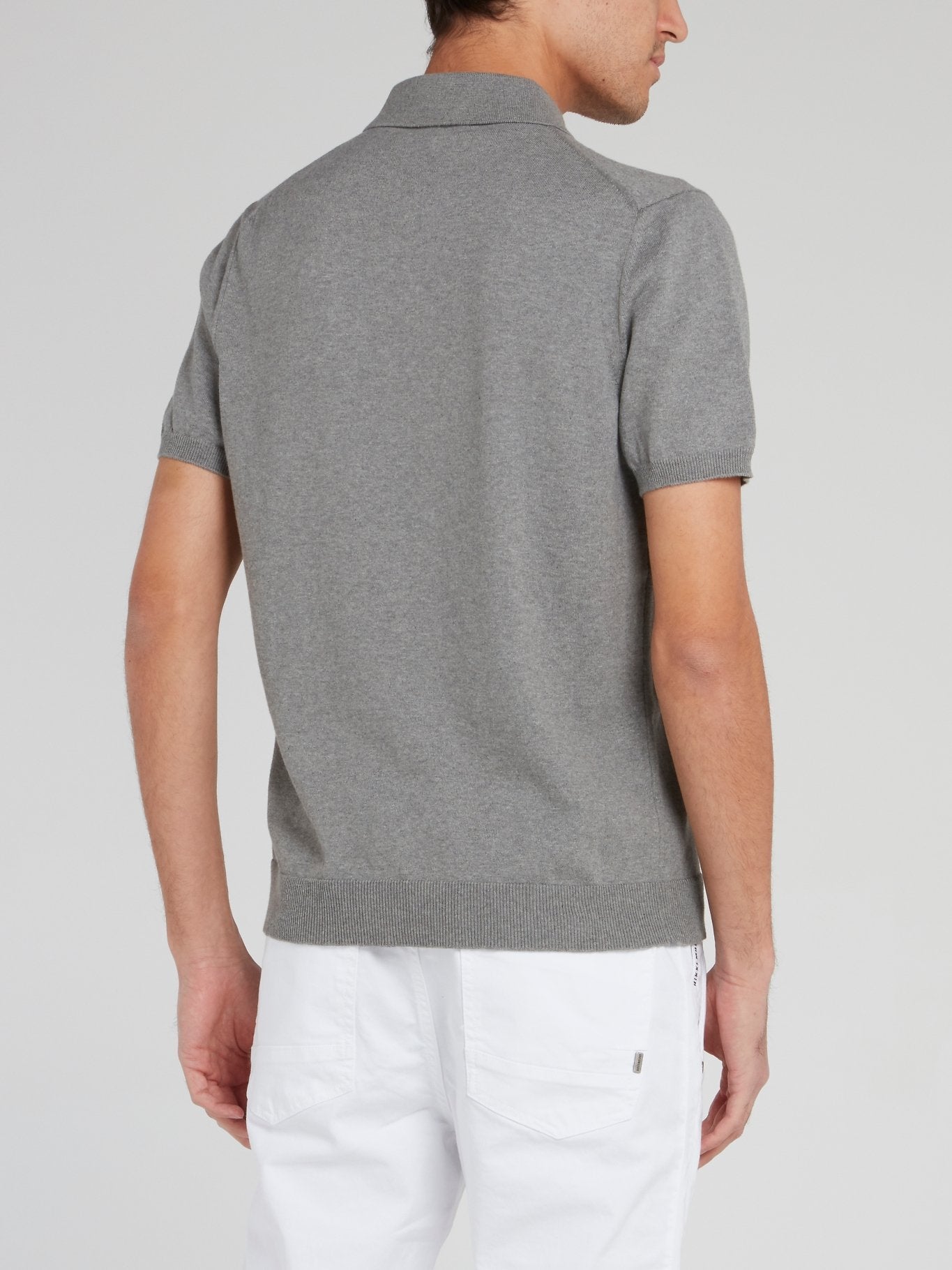 Grey Ribbed Edge Polo Shirt