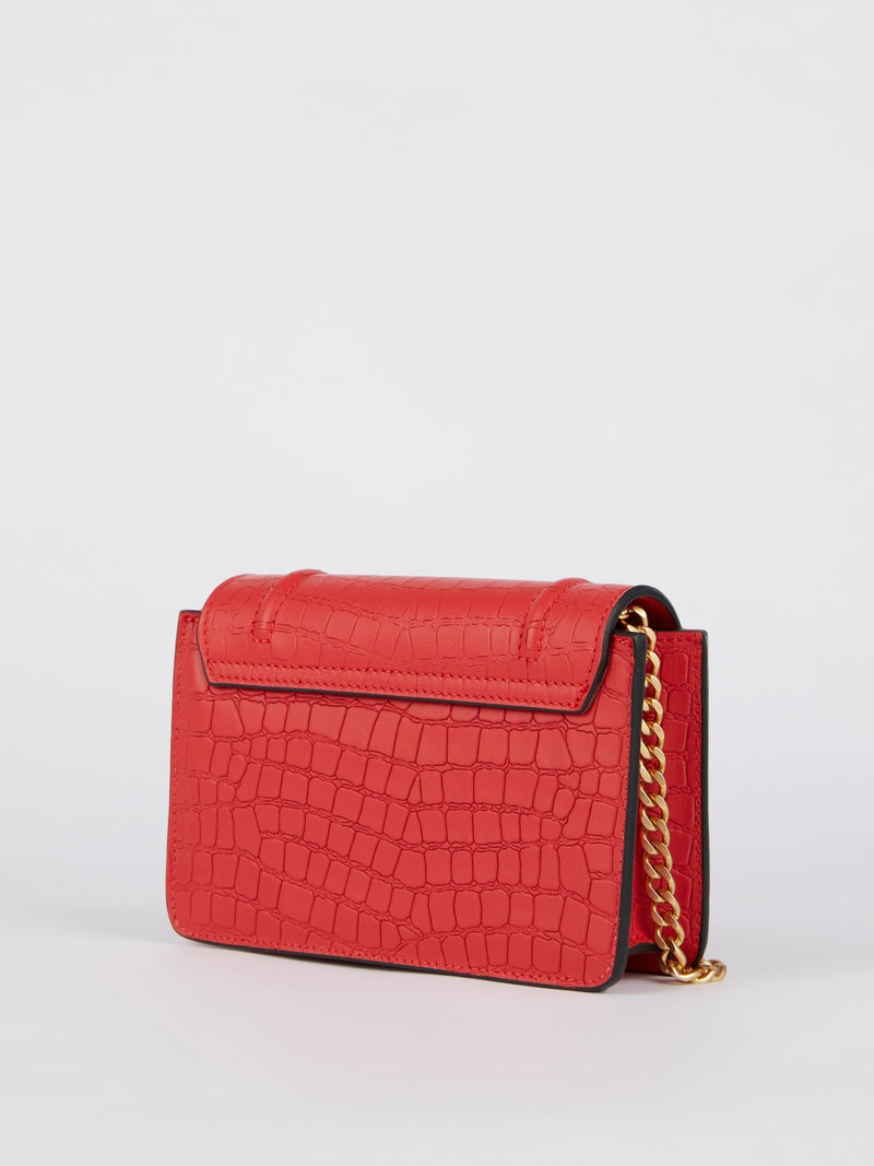 Красная сумка на плечо с эффектом крокодиловой кожи Lizzy