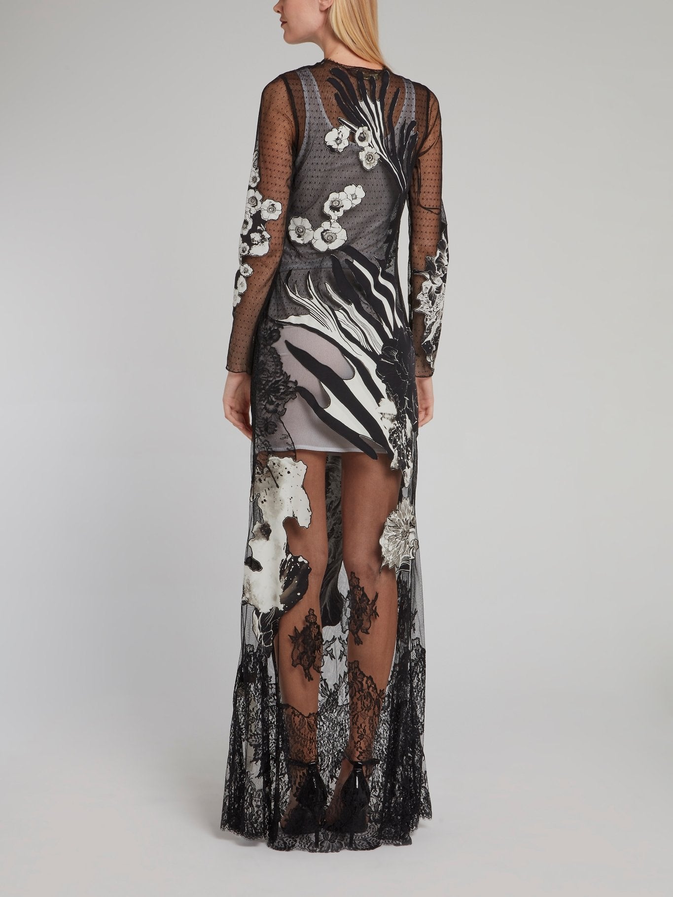 Black Floral Mesh Maxi Dress Maison-B-More Global Store Black Floral Mesh Maxi Dress Maison-B-More Global Store