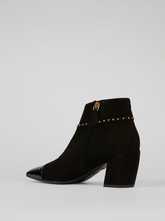 Black Monogram Leather Ankle Boots