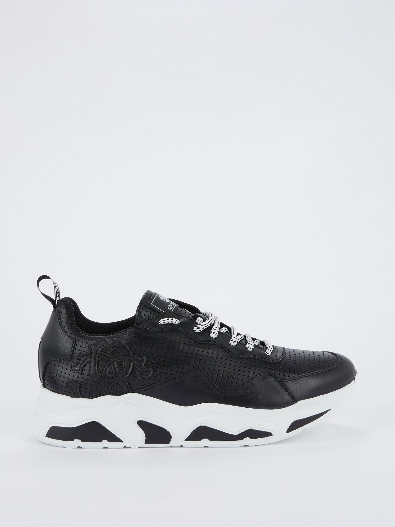 Black Perforated Leather Sneakers