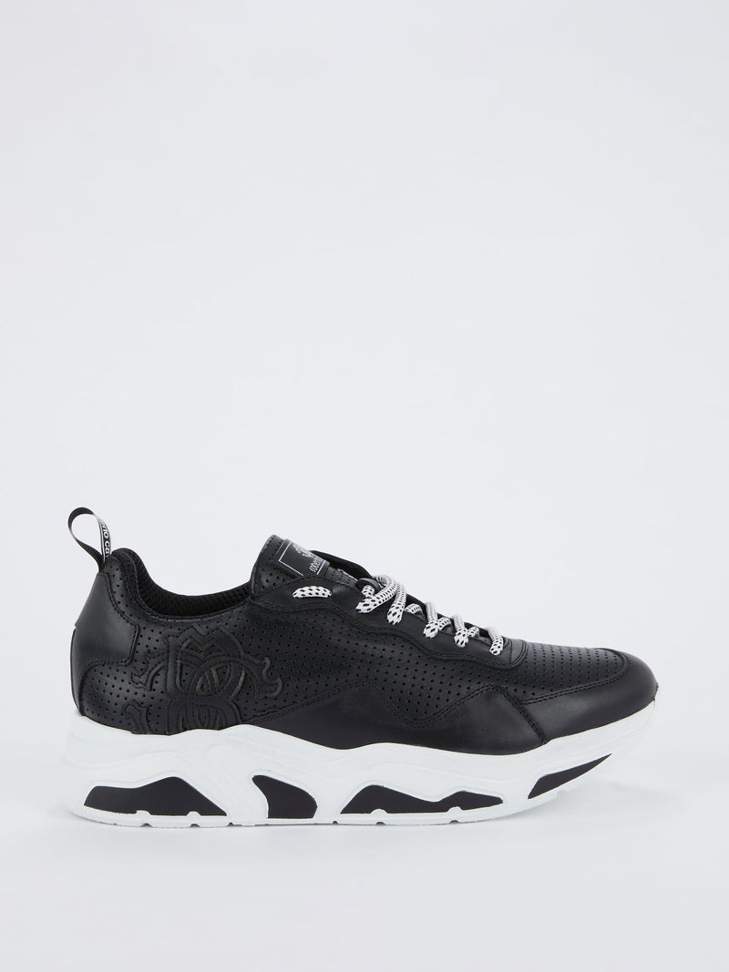Black Perforated Leather Sneakers
