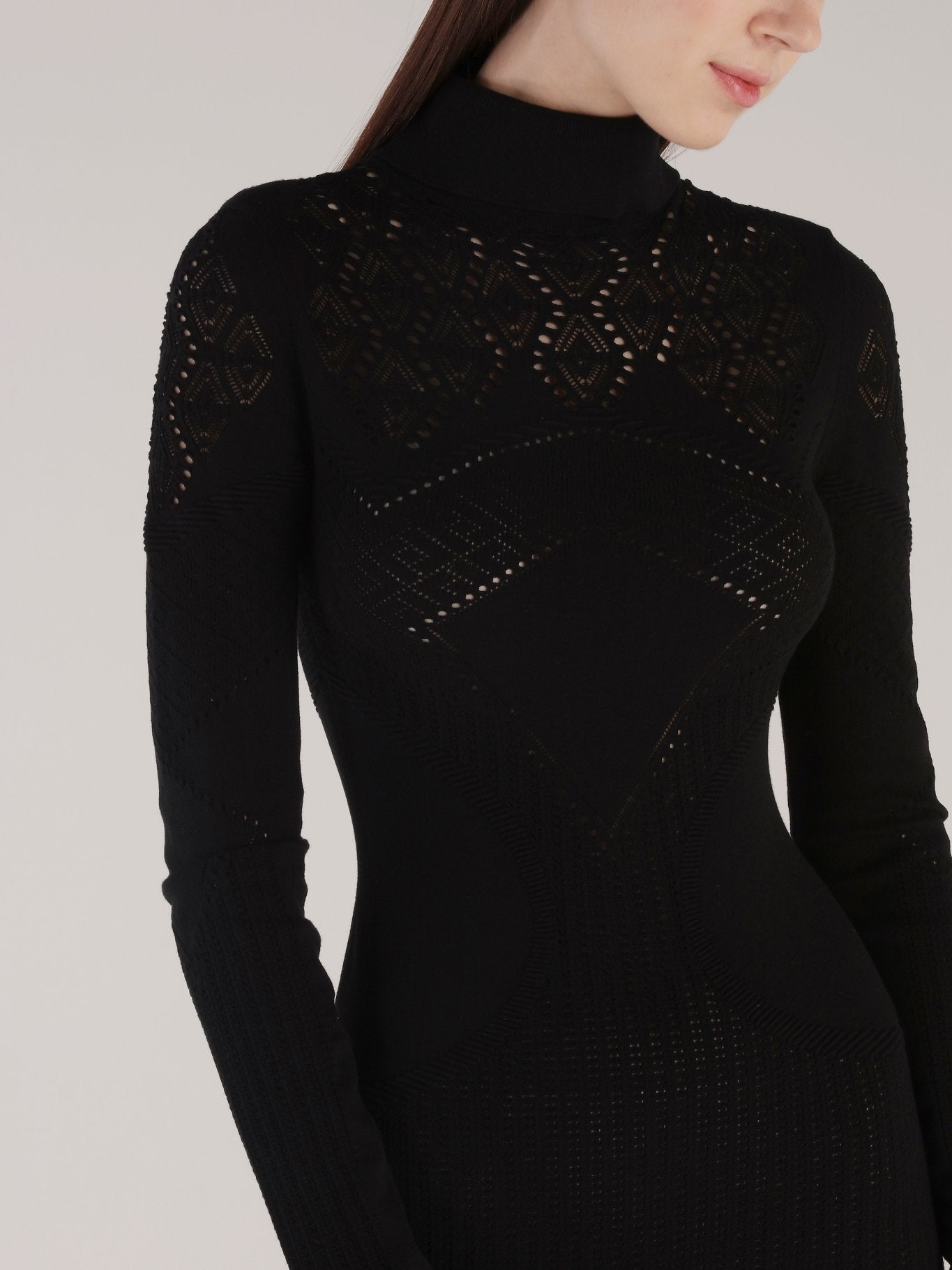 Black High Neck Knitted Dress Maison-B-More Global Store Black High Neck Knitted Dress Maison-B-More Global Store