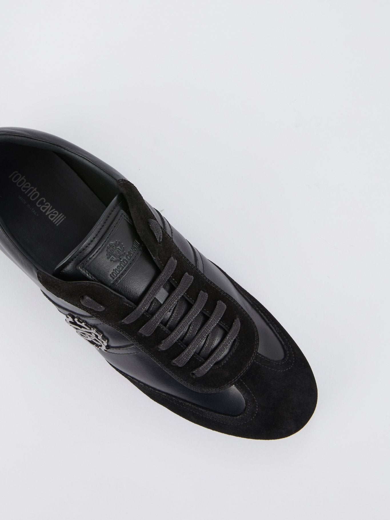Black Suede Panel Leather Sneakers