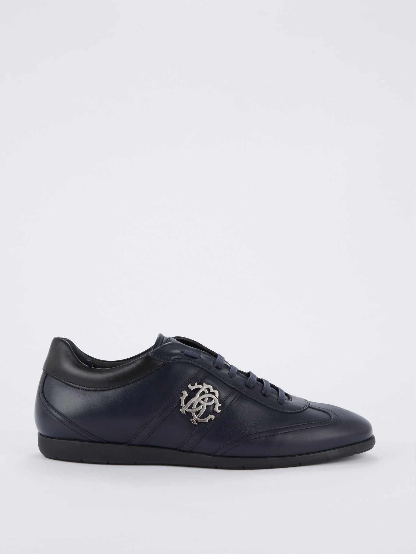 Navy Logo Embellished Lace Up Sneakers