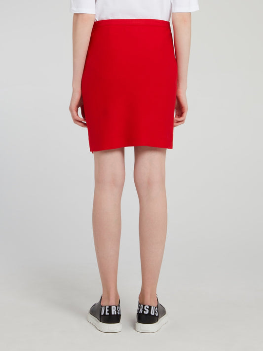 Красная юбка-мини с логотипом